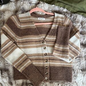 Newbury Kustom Brown and Cream Striped Cardigan